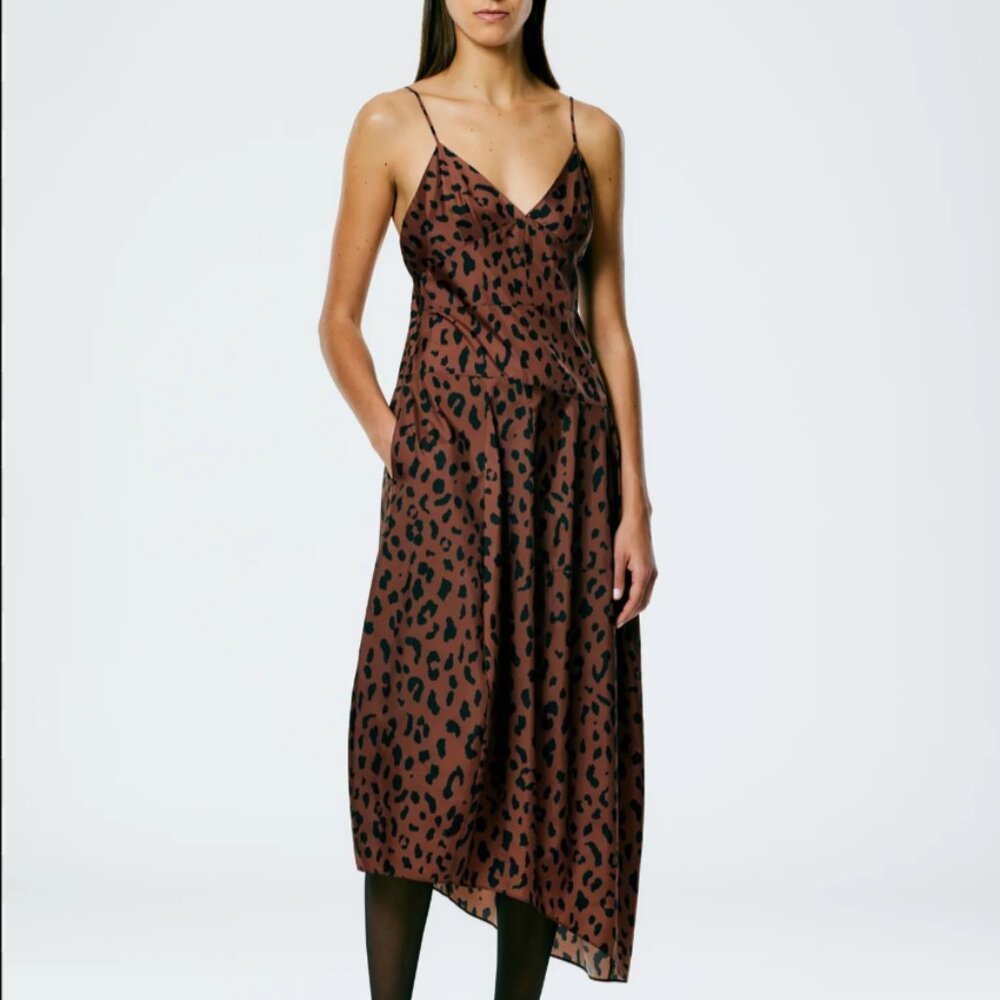 ISO Tibi Recycled Sporty Nylon Cheetah Cami Dress